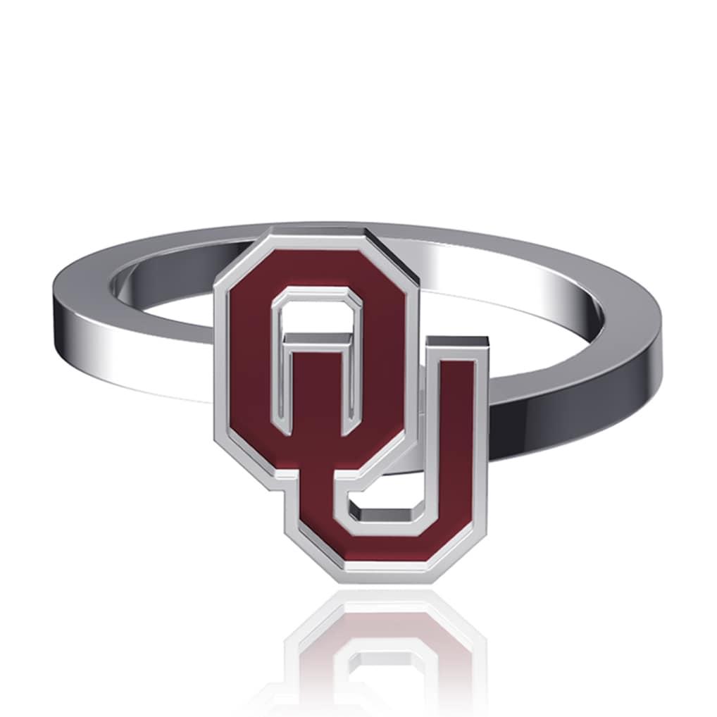 Oklahoma Sooners Dayna Designs Bypass Enamel Silver Ring