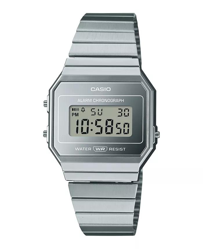Unisex Digital Silver Tone Stainless Steel Watch