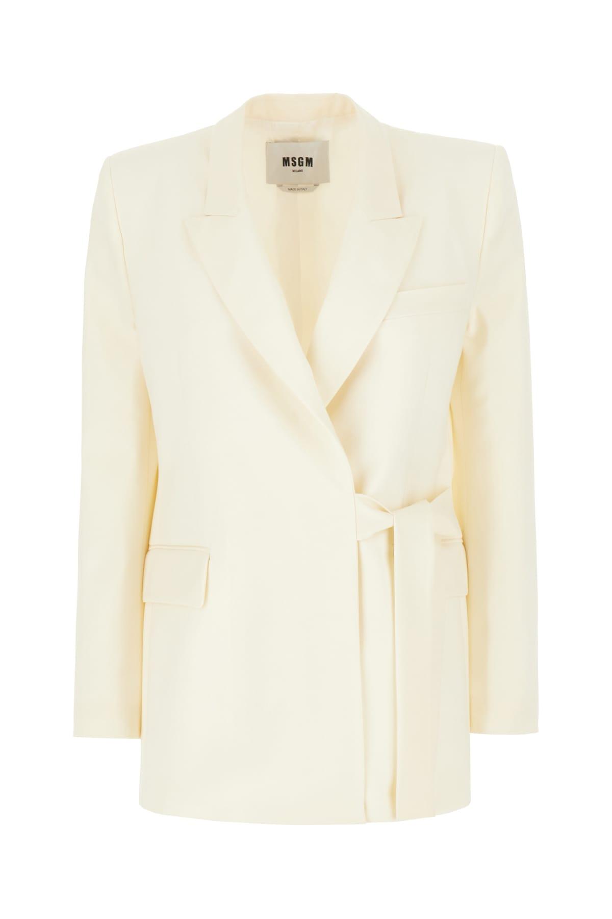 MSGM Ivory Stretch Wool Blazer