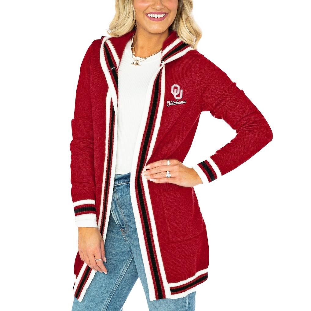 Oklahoma Sooners Gameday Couture Women's One More Round Tri-Blend Striped Hooded Cardigan Sweater