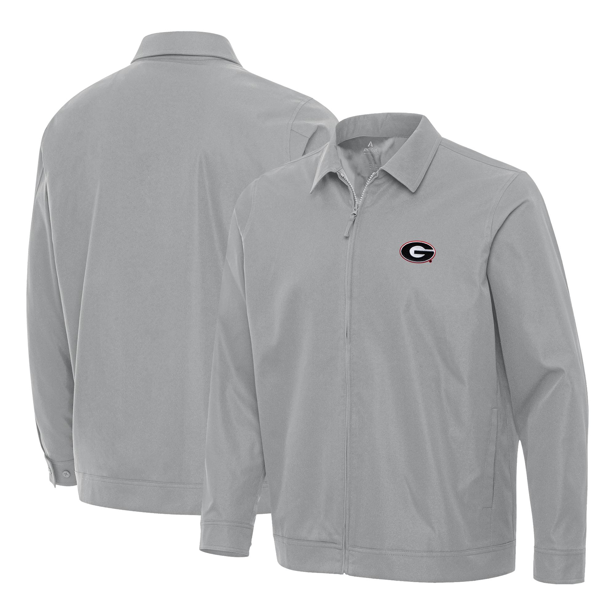Men's Antigua Gray Georgia Bulldogs Pivot Full-Zip Jacket