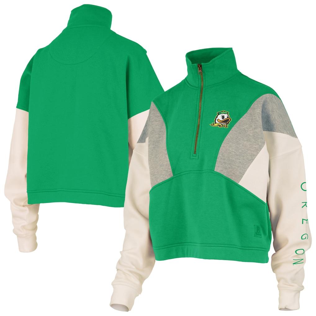 Oregon Ducks Pressbox Women's Ferrara Color Block Quarter-Zip Sweatshirt