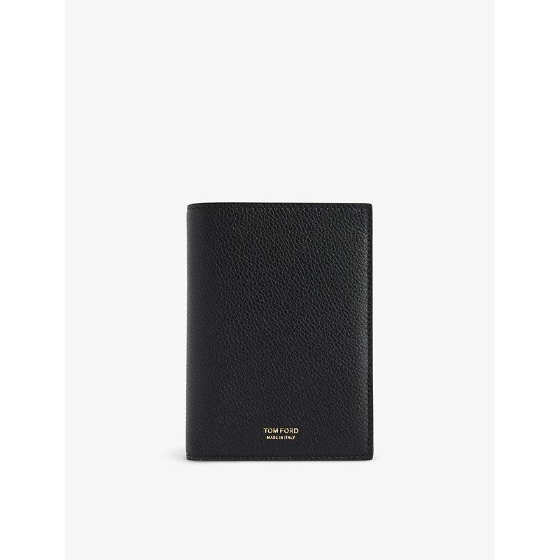 Tom Ford Black Brand-Foiled Leather Passport Holder 1Size