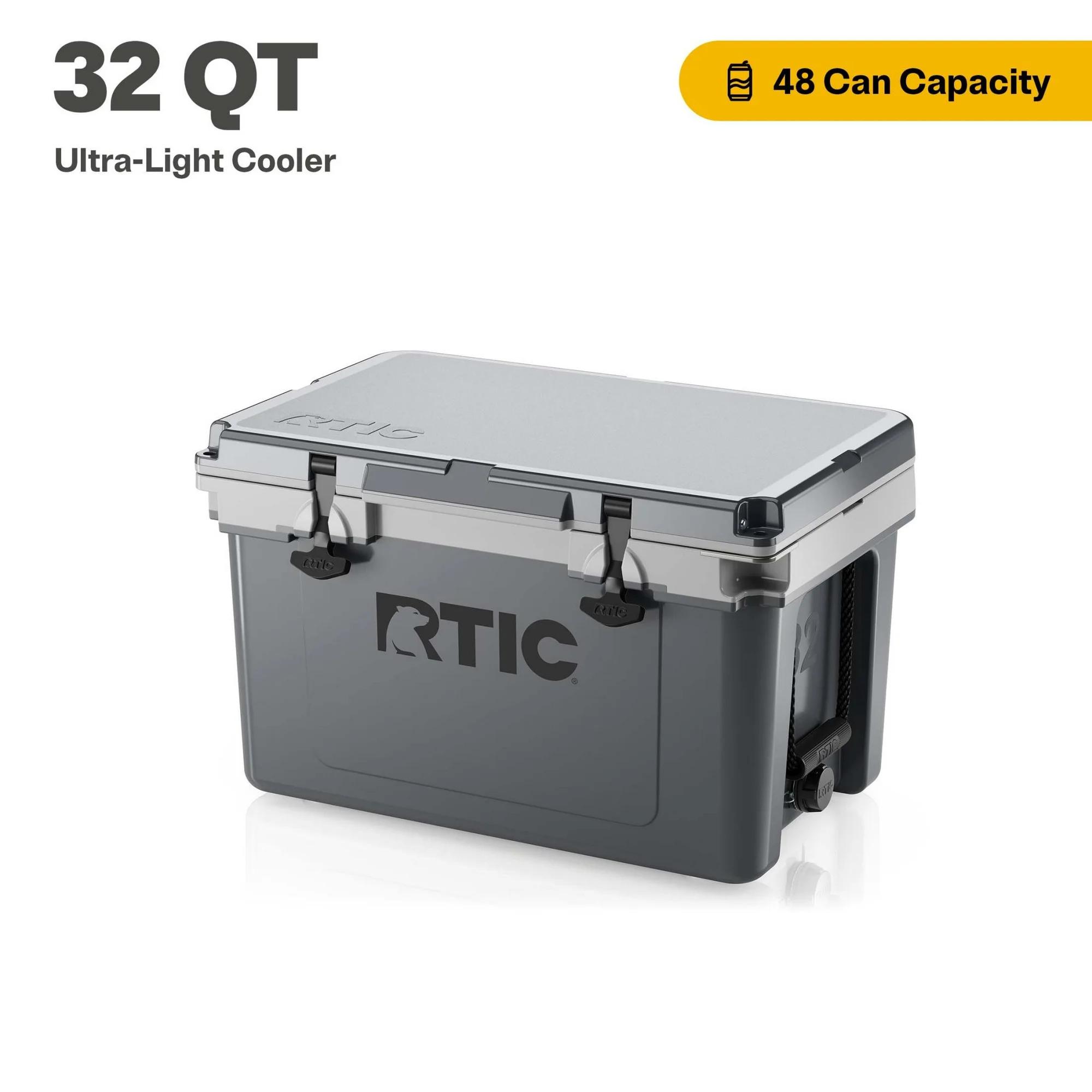 RTIC 32 QT Ultra-Light Hard-Sided Ice Chest Cooler  Fits 48 Cans  Dark Grey & Cool Grey