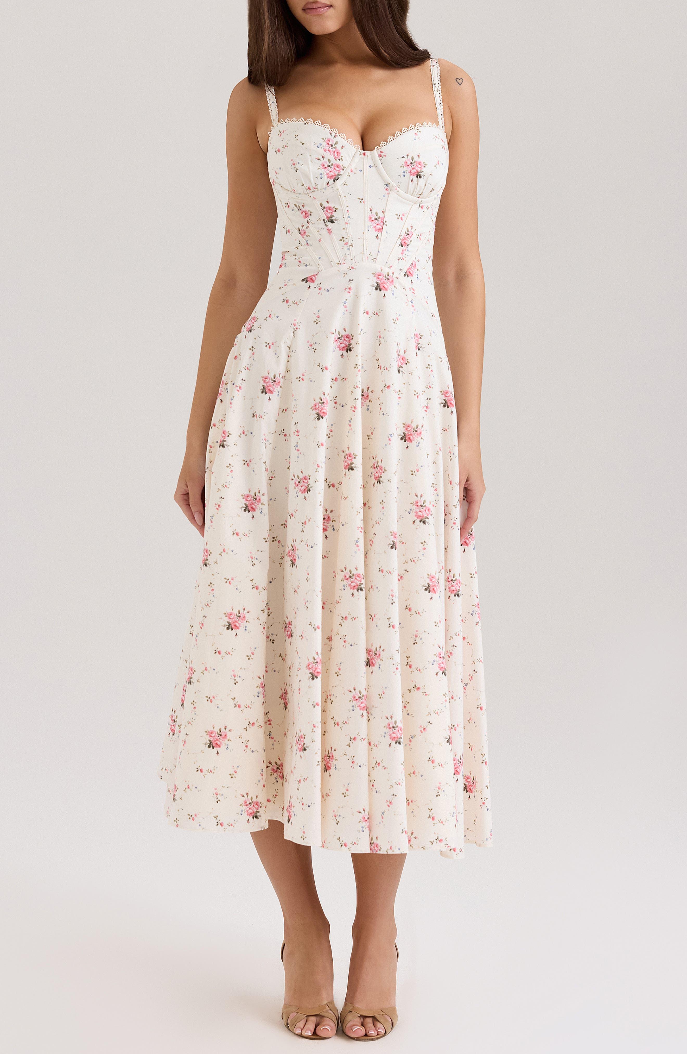 Steffani Floral Corset Midi Sundress