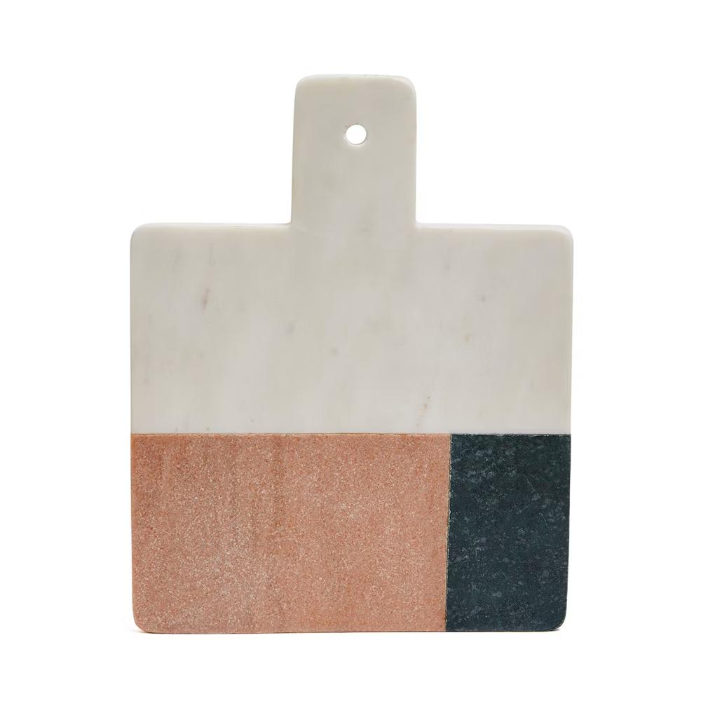 Lexi Home Marble 11.5" x 9" Square 3-Tone Marble Charcuterie Board