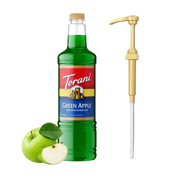 Torani Green Apple Flavouring Syrup, 1 Liter + Gold Pump