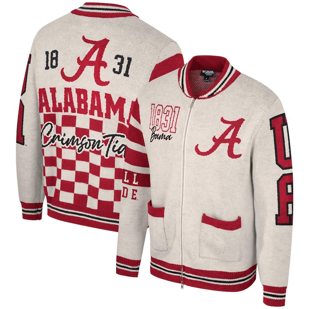 Alabama Crimson Tide The Wild Collective Unisex Wild Collective Full-Zip Jacquard Sweater