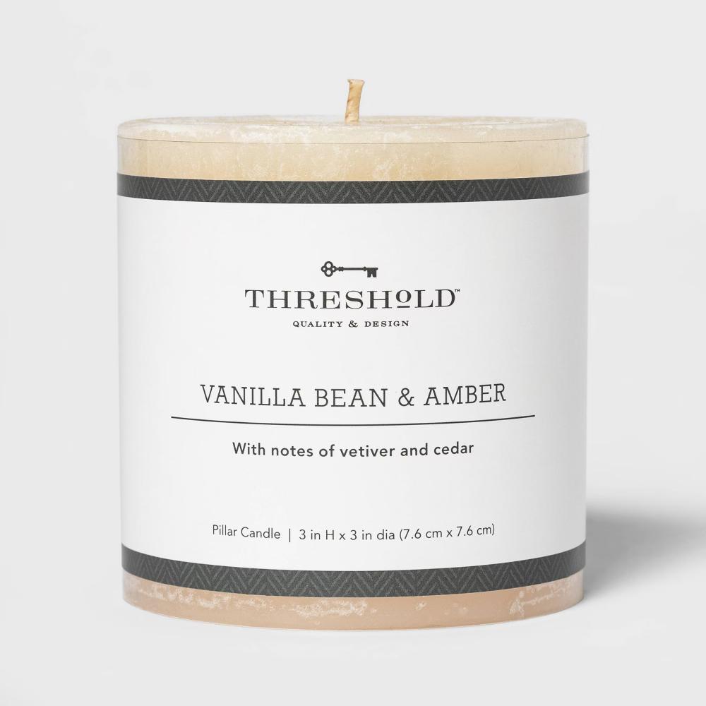 3" x 3" Pillar Vanilla Bean and Amber Candle