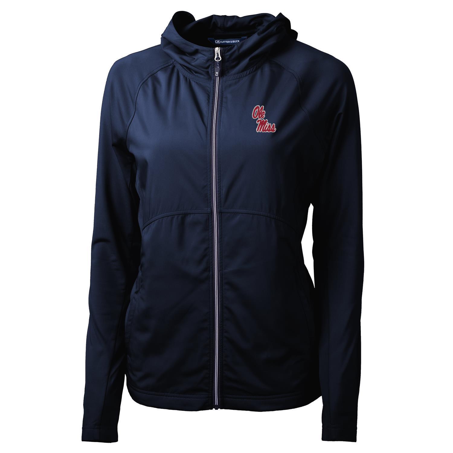 Women's Cutter & Buck Navy Ole Miss Rebels Adapt Eco Knit Full-Zip Jacket