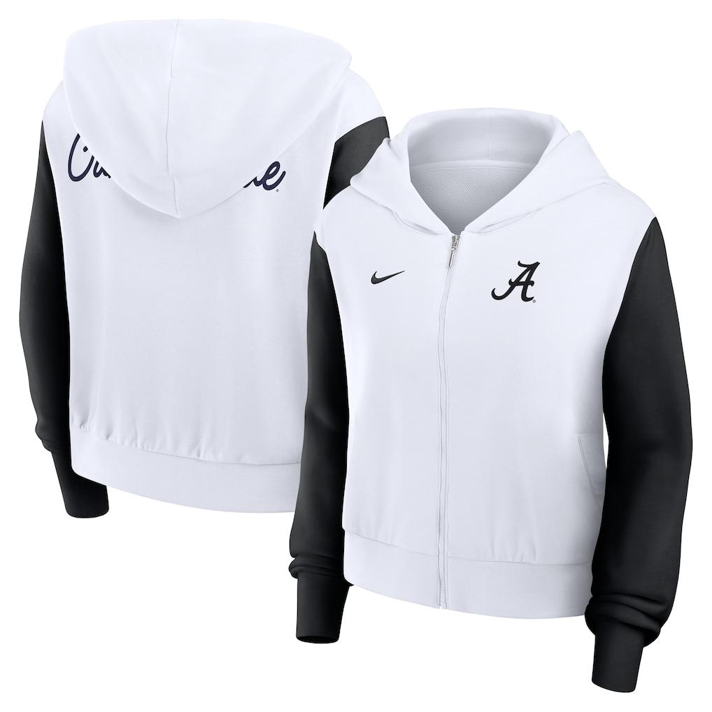 Alabama Crimson Tide Nike Women's Cropped Color-Block Script Full-Zip Hoodie