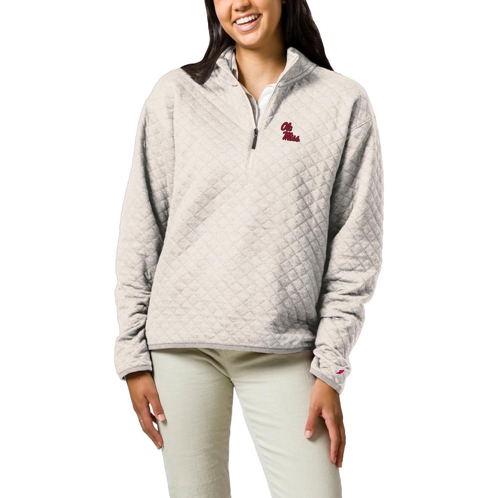 Ole Miss Rebels League Collegiate Wear Women's Highland Quilted Quarter-Zip Pullover Top