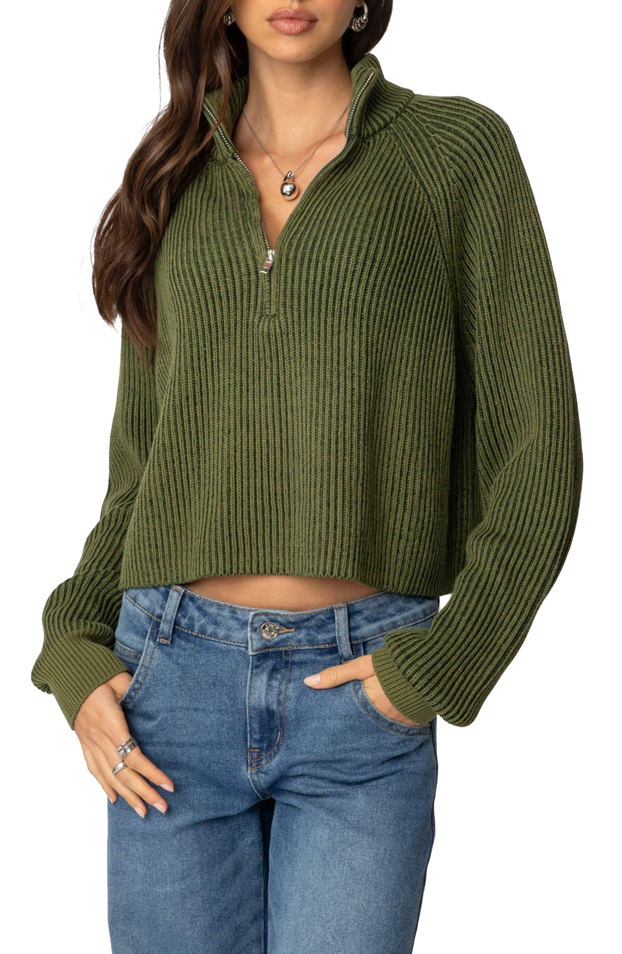 Rib Stitch Quarter Zip Sweater