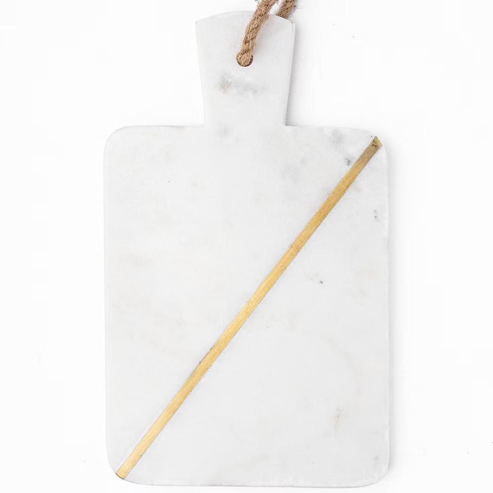 Lexi Home Marble 12 in. Rectangle Charcuterie Board - White