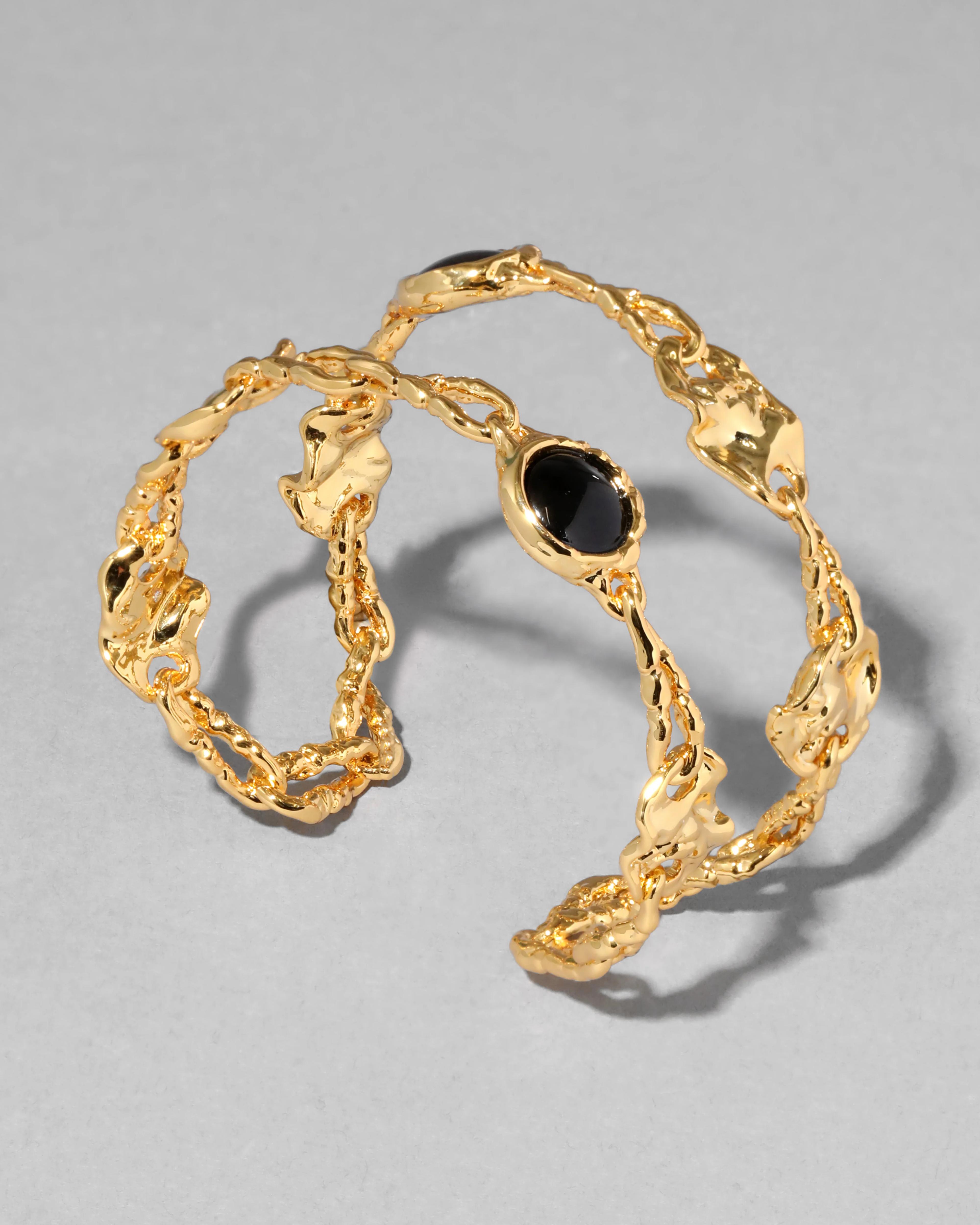 Alexis Bittar Brut Coin Open Cuff Bracelet in Onyx