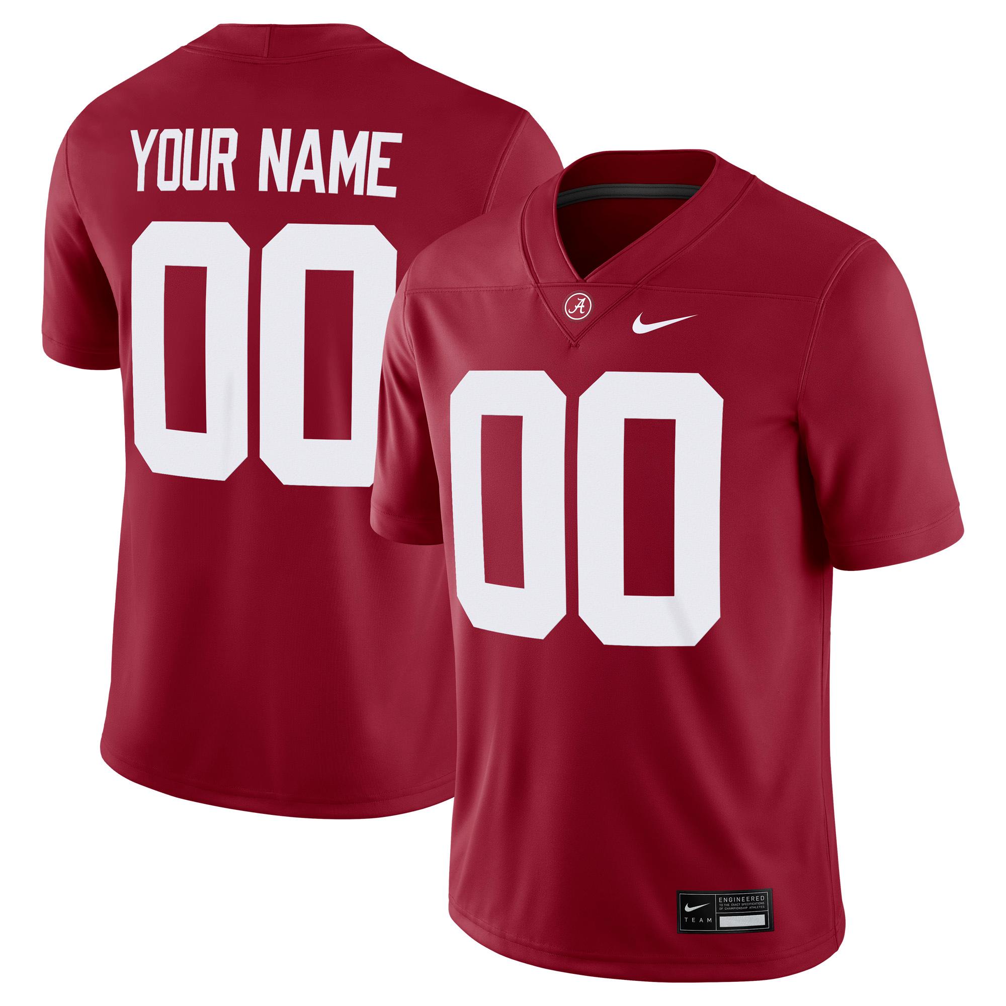 Men's Nike Crimson Alabama Crimson Tide Custom Football Game Jersey